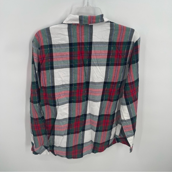 VICTORIA'S SECRET PLAID PAJAMAS Size Medium RED GREEN SPARKLE COTTON flannel - Picture 6 of 9
